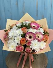 Букет цветов из:  Розы, Герберы и Хризантемы в Нестерове