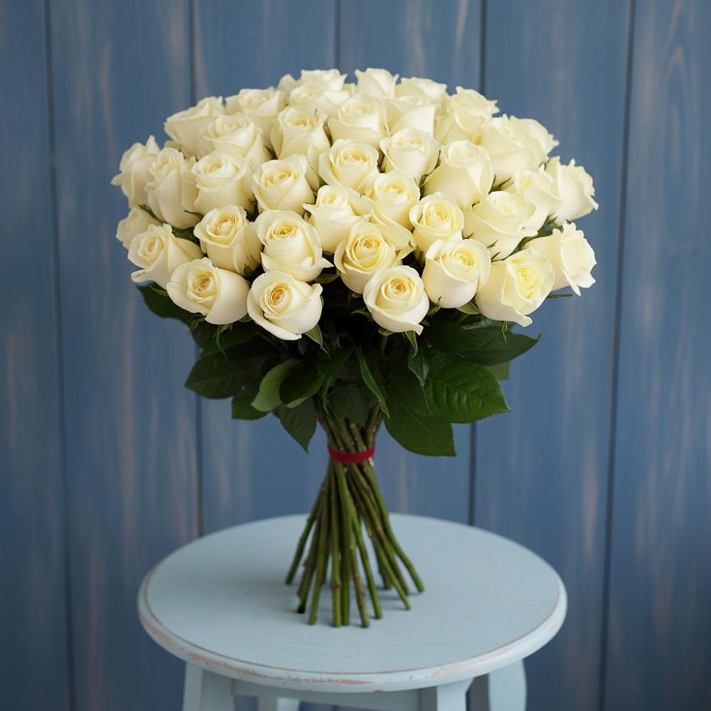 Букет 51 Белая роза Эдлесс Лав в Нестерове