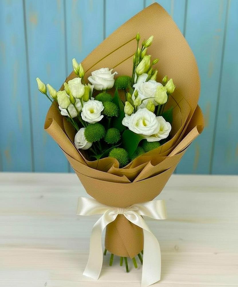 Букет цветов из: Хризантемы и Лизиантусы в Нестерове