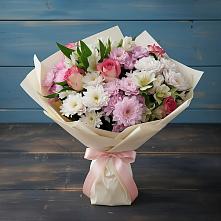 Букет цветов из:  Хризантемы, Альстромерии и Розы в Нестерове