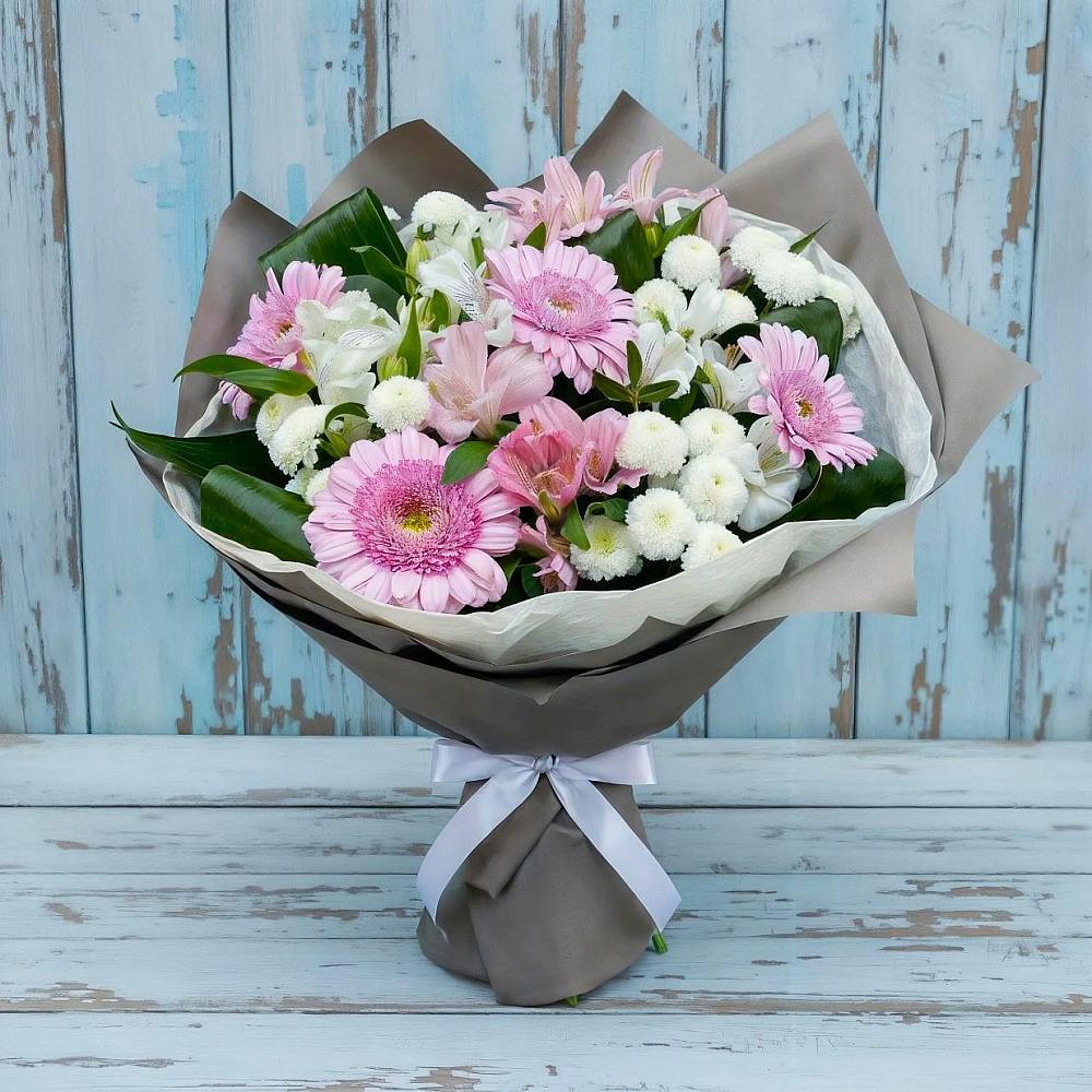 Букет цветов из: Герберы, Альстромерии и Хризантемы в Нестерове