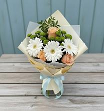 Букет цветов из:  Герберы, Розы и Хризантемы в Нестерове