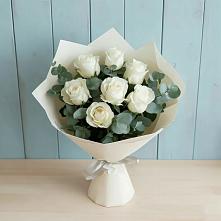 Букет Белые розы в Эвкалипте #REPLACE_PRED# Нестерове